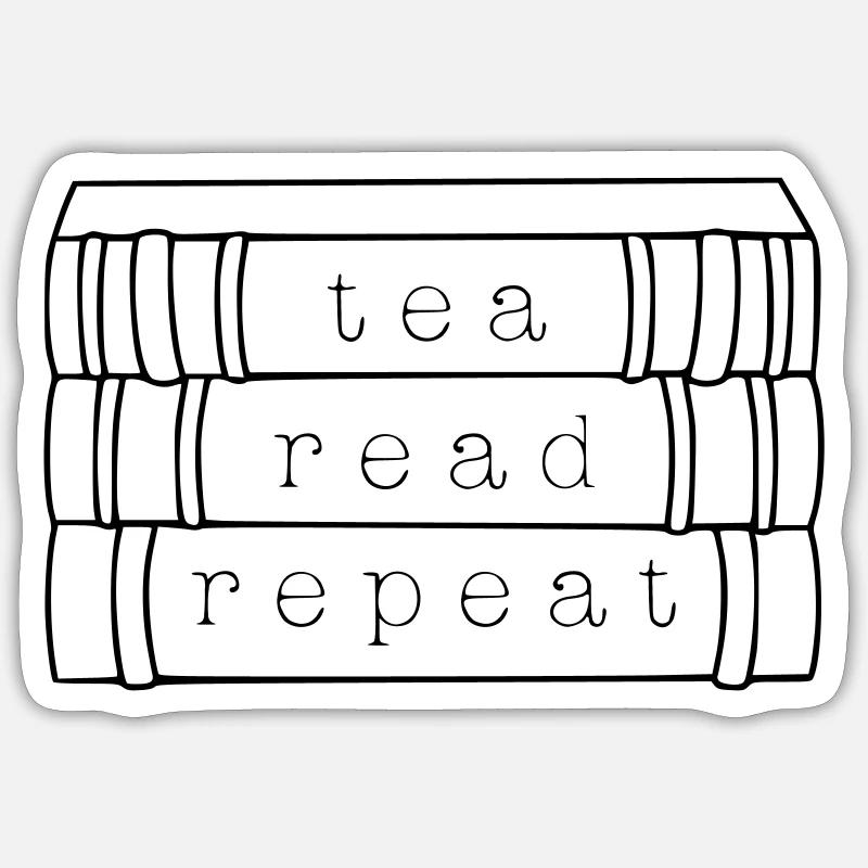 Thé. Lire. Répéter. - Sticker taille S (10 x 10 cm) - blanc mat