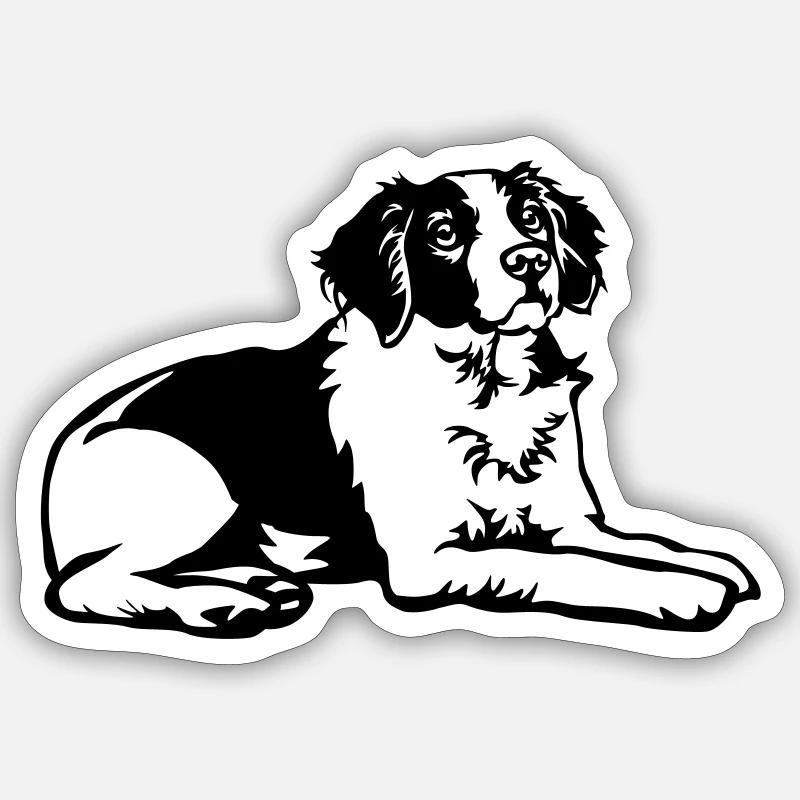 Epagneul Breton - Sticker taille S (10 x 10 cm) - blanc mat