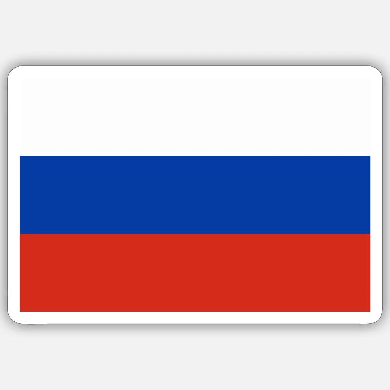 Drapeau Russie / Russian flag - Sticker taille S (10 x 10 cm) - blanc mat