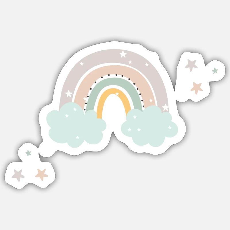 Regenbogen mit Sternen - Sticker Größe S (10 x 10 cm) - Mattweiß