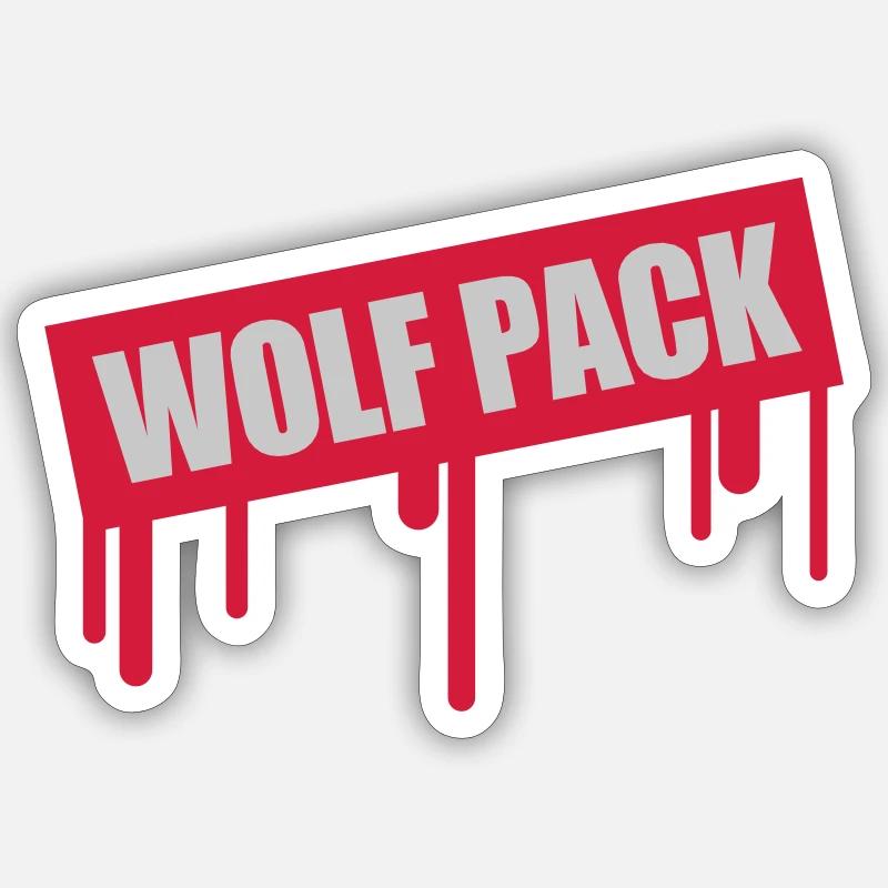 Timbre Wolf Pack - Sticker taille S (10 x 10 cm) - blanc mat