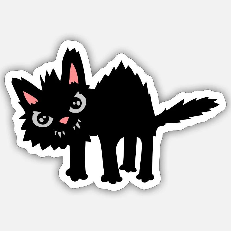 Drôle de chat maléfique - Sticker taille S (10 x 10 cm) - blanc mat