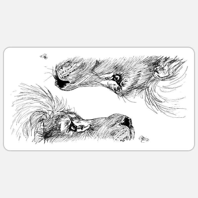 Double lion - Sticker taille S (10 x 10 cm) - blanc mat