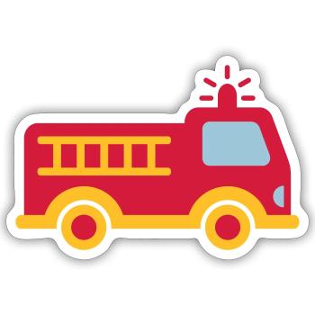 Fire truck with ladder - Sticker size S (10 x 10 cm) - white matte - Front