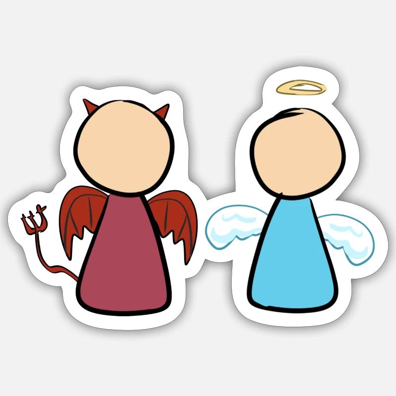 angel devil man wings protect - Sticker size S (10 x 10 cm) - white matte