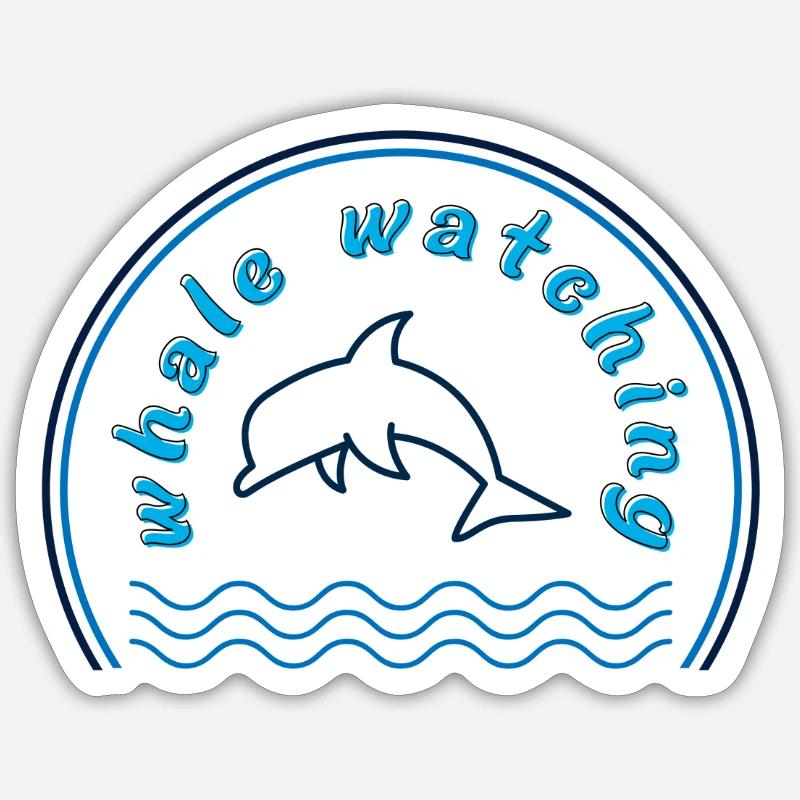 Dauphin d’observation des baleines - Sticker taille S (10 x 10 cm) - blanc mat
