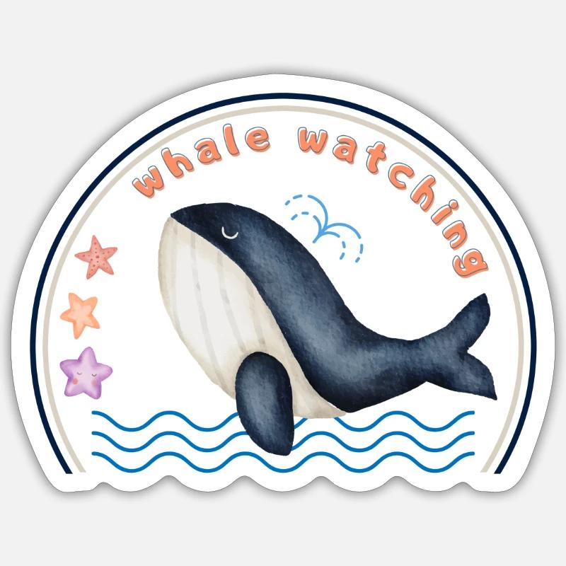 whale watching cute orca Sticker size S (10 x 10 cm)