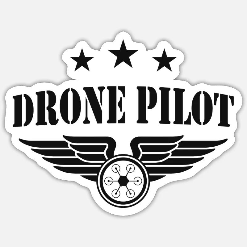 Pilote de drone - Sticker taille S (10 x 10 cm) - blanc mat