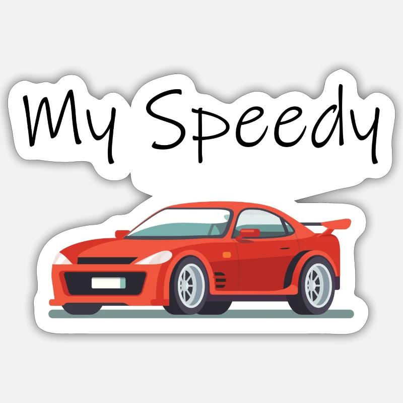 speddy car - Sticker Größe S (10 x 10 cm) - Mattweiß