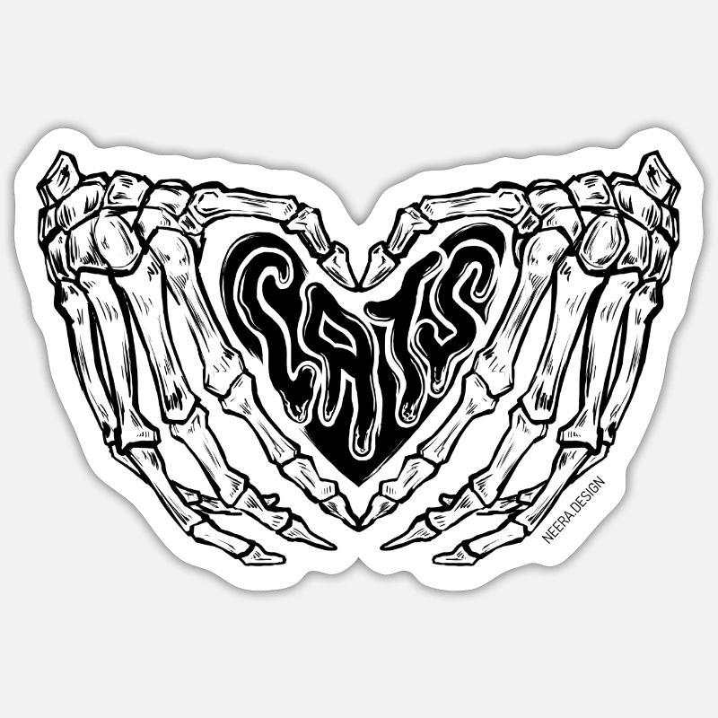 Conception de chats squelettes gothiques Sticker taille S (10 x 10 cm)