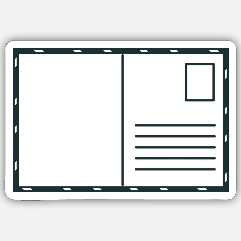 Blank postcard with stamp and airmail - Sticker size S (10 x 10 cm) - white matte
