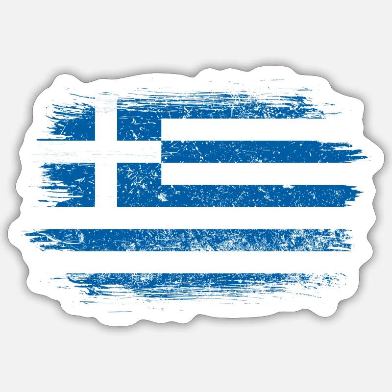 Drapeau grec brossé - Sticker taille S (10 x 10 cm) - blanc mat