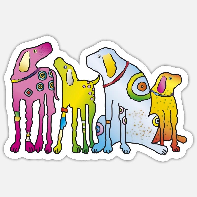 Hunde Welpe Hunderasse Meute Haustier Terrier Mops - Sticker Größe S (10 x 10 cm) - Mattweiß