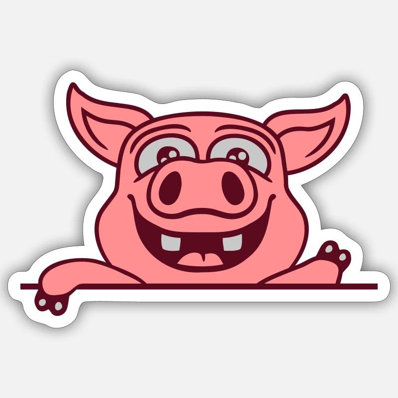 Vagues de cochon stables amicales - Sticker taille S (10 x 10 cm) - blanc mat