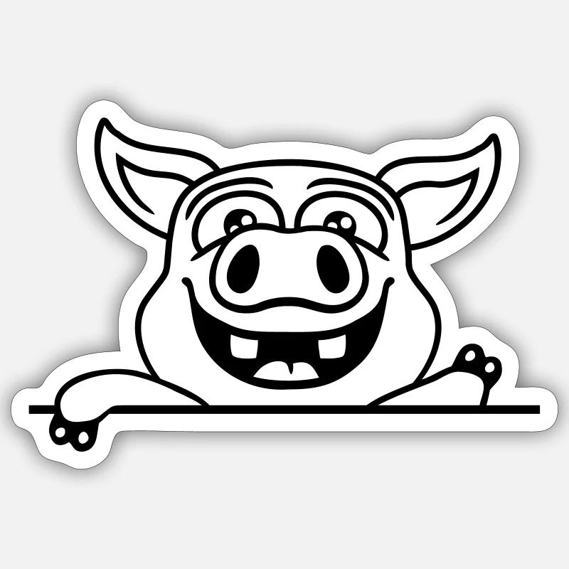 Friendly waving stable pig Sticker size S (10 x 10 cm)