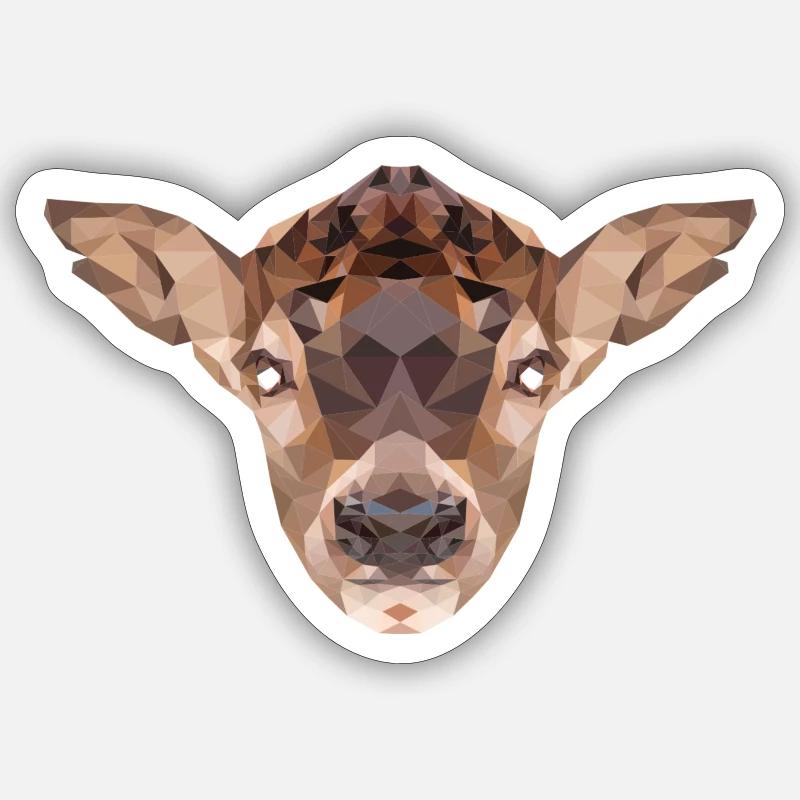 Tête de cerf Polygone - Sticker taille S (10 x 10 cm) - blanc mat