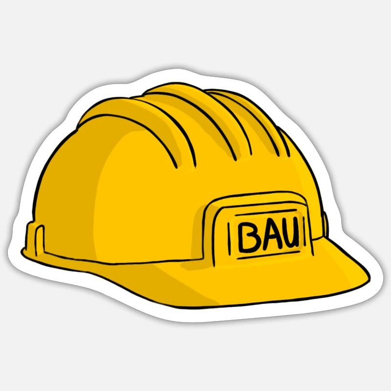Bauarbeiter Helm Baustelle - Sticker Größe S (10 x 10 cm) - Mattweiß