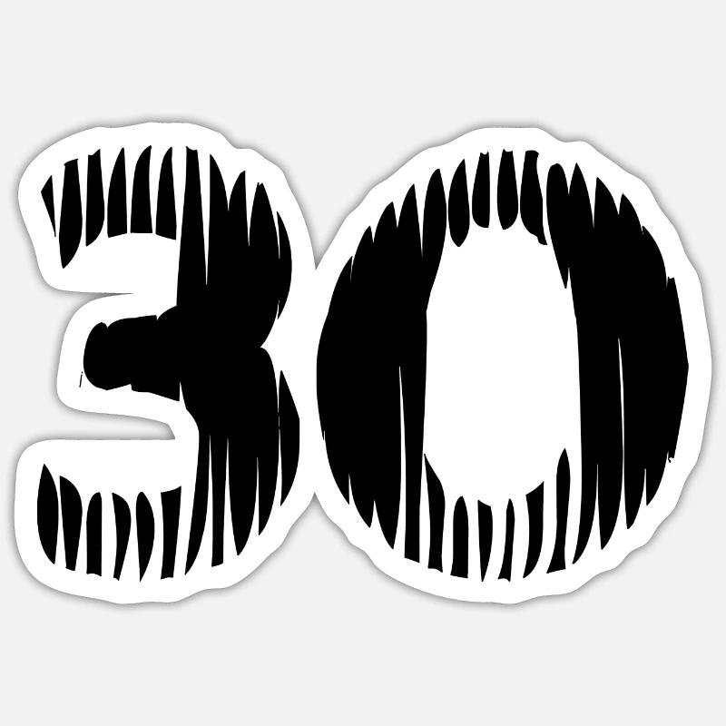 Maillot à 30 chiffres - Sticker taille S (10 x 10 cm) - blanc mat
