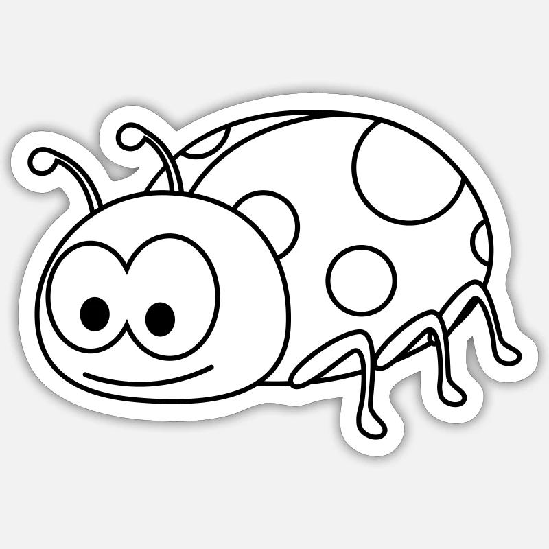 Marienkäfer Comic Tier - Sticker Größe S (10 x 10 cm) - Mattweiß