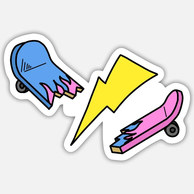Broken skate - Sticker taille S (10 x 10 cm) - blanc mat