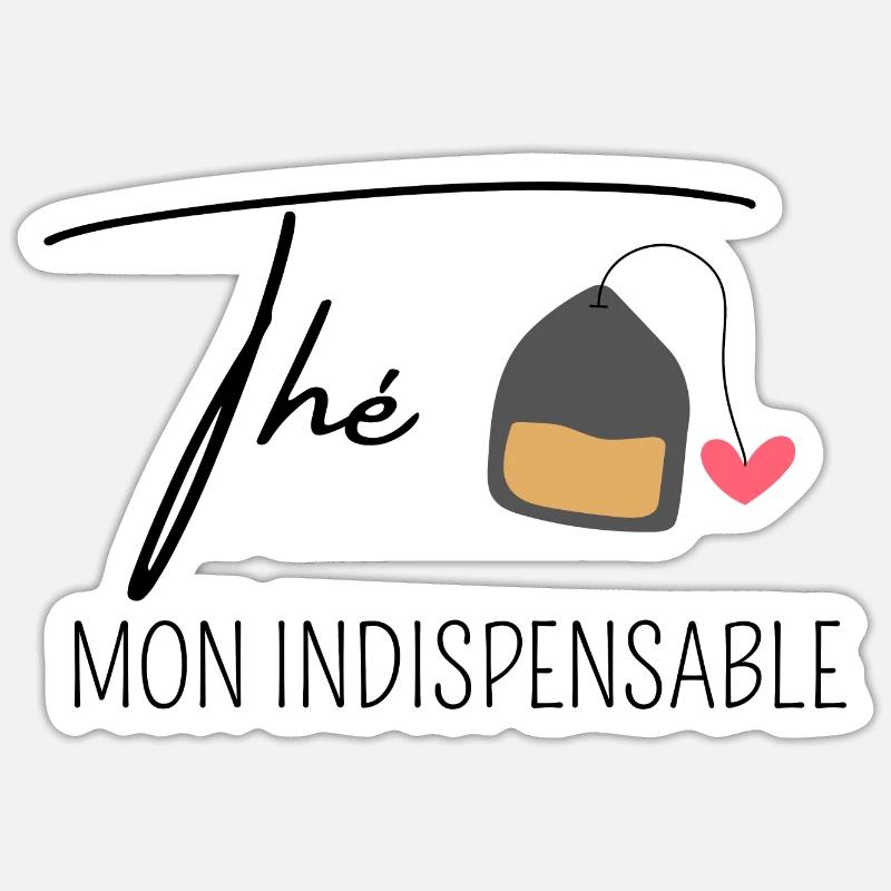 thé mon indispensable - Sticker taille S (10 x 10 cm) - blanc mat