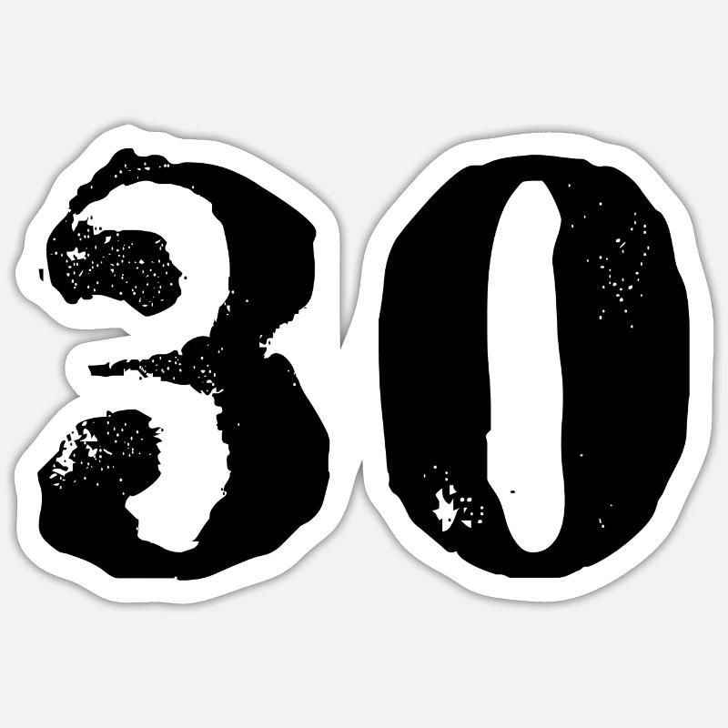 Maillot à 30 chiffres - Sticker taille S (10 x 10 cm) - blanc mat