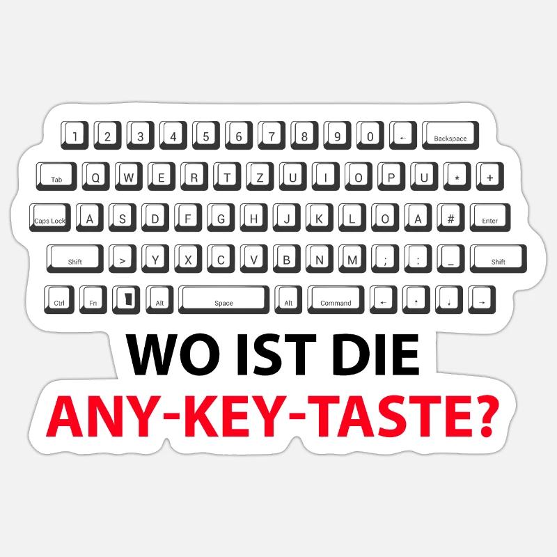 Where is the Any Key button? Any Key Sticker size S (10 x 10 cm)
