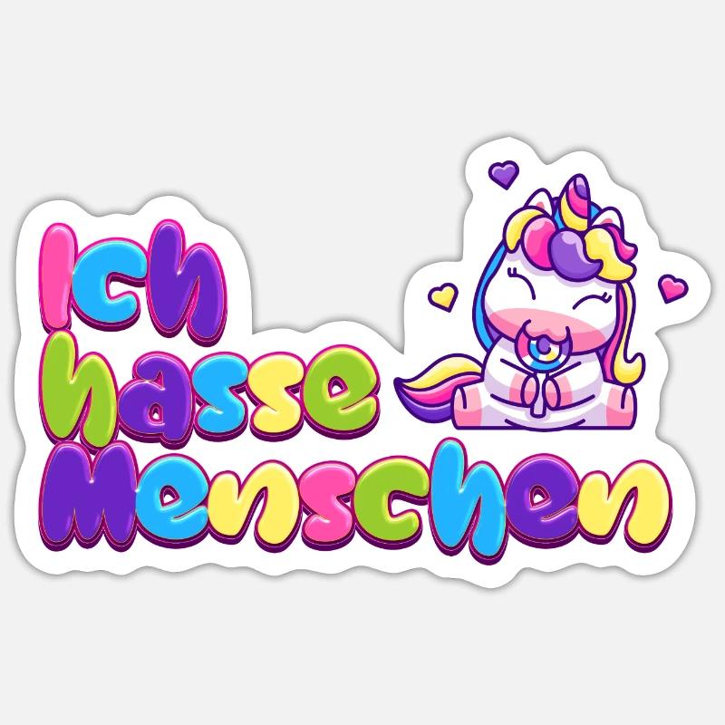 Ich hasse Menschen - Sticker Größe S (10 x 10 cm) - Mattweiß