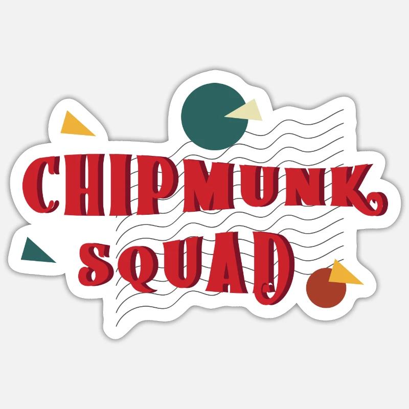 Chipmunk Squad Süßes Eichhörnchen Waldtier - Sticker Größe S (10 x 10 cm) - Mattweiß