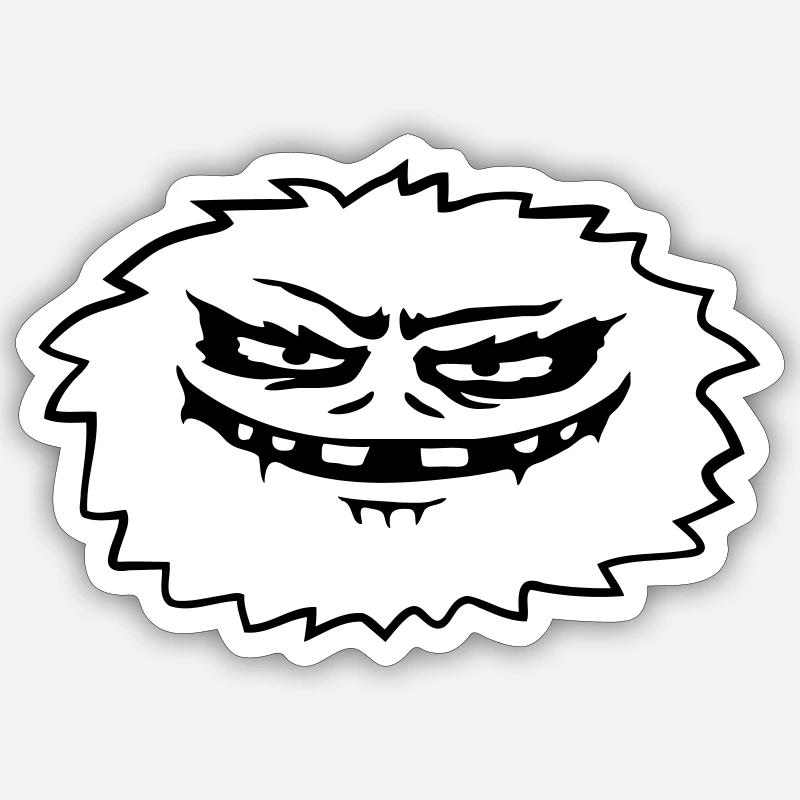 Comic hairy evil monster - Sticker size S (10 x 10 cm) - white matte