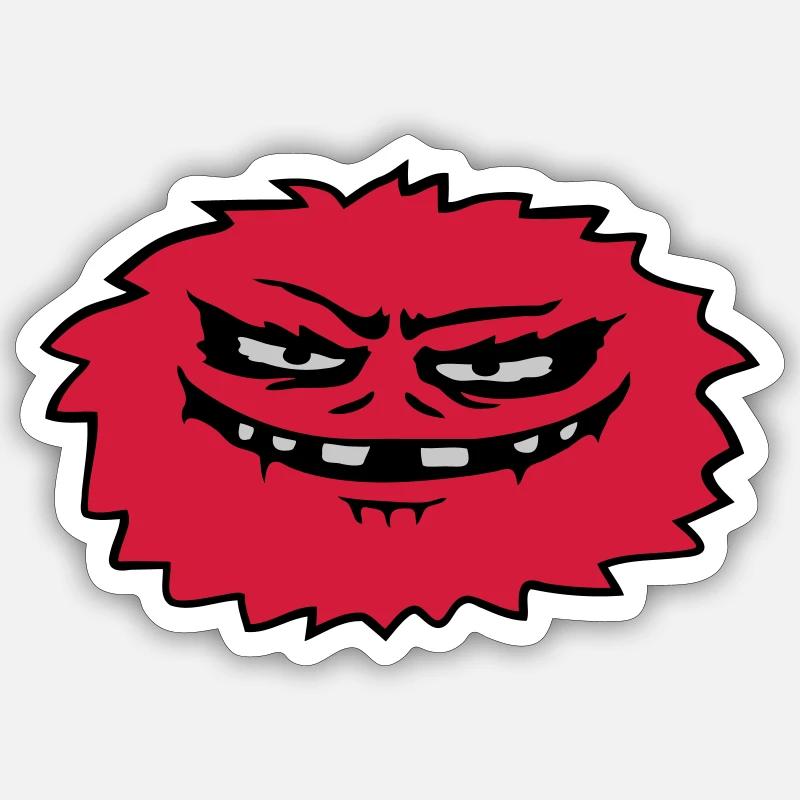 Haariges böses Monster Comic Sticker Größe S (10 x 10 cm)