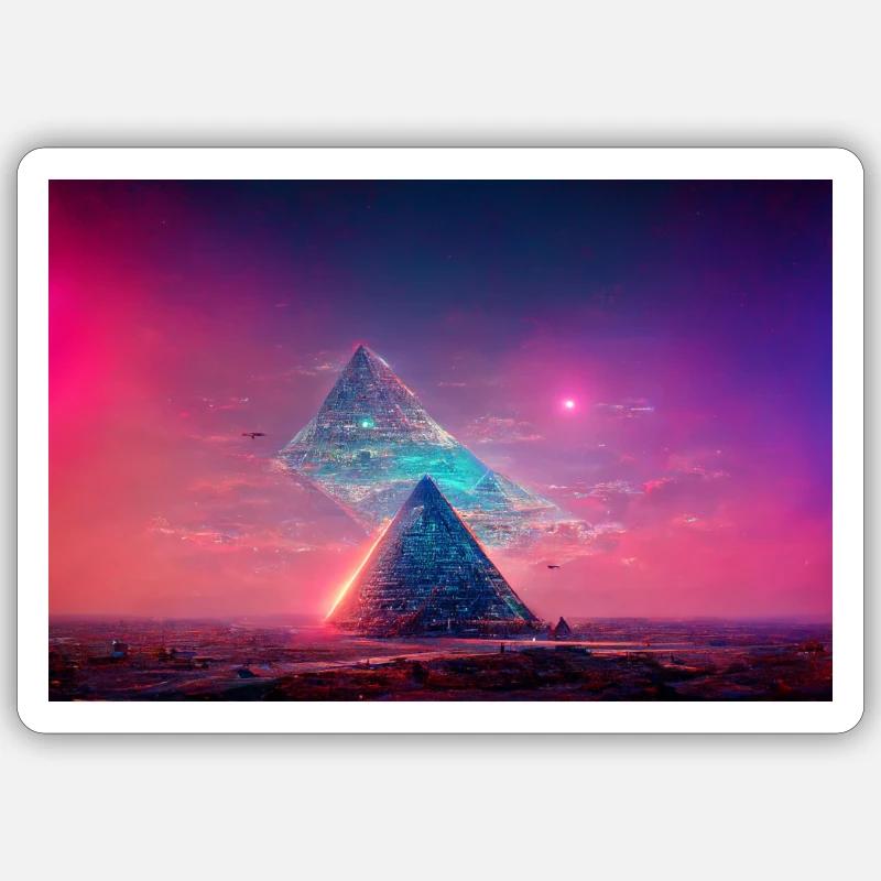 retrowave, vaporwave, pyramid, Sticker Größe S (10 x 10 cm)