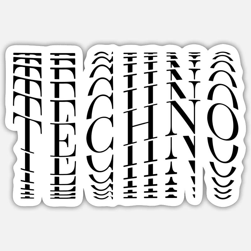 Techno - Sticker Größe S (10 x 10 cm) - Mattweiß