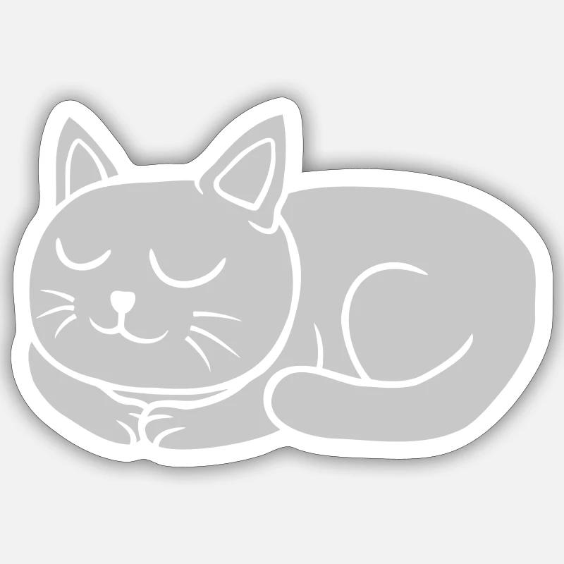 Cat lying asleep Comic - Sticker size S (10 x 10 cm) - white matte