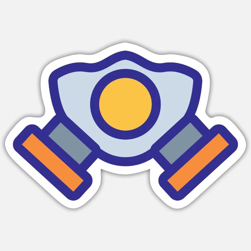 Blaue Atomgasmaske mit Gesichtsschutz und Filter - Sticker Größe S (10 x 10 cm) - Mattweiß