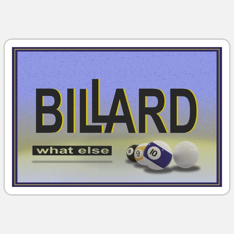 Conception de billard, Art mural, Affiche, Billard de piscine - Sticker taille S (10 x 10 cm) - blanc mat
