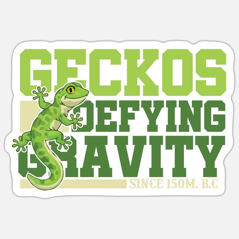 Geckos défiant la gravité - Sticker taille S (10 x 10 cm) - blanc mat
