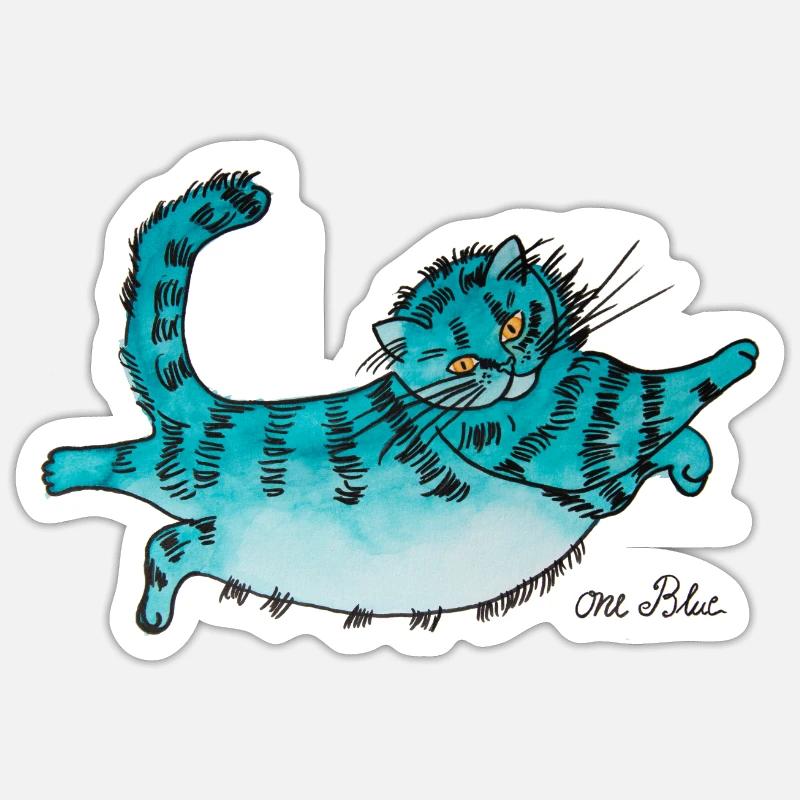 blue Fluffy - Sticker size S (10 x 10 cm) - white matte