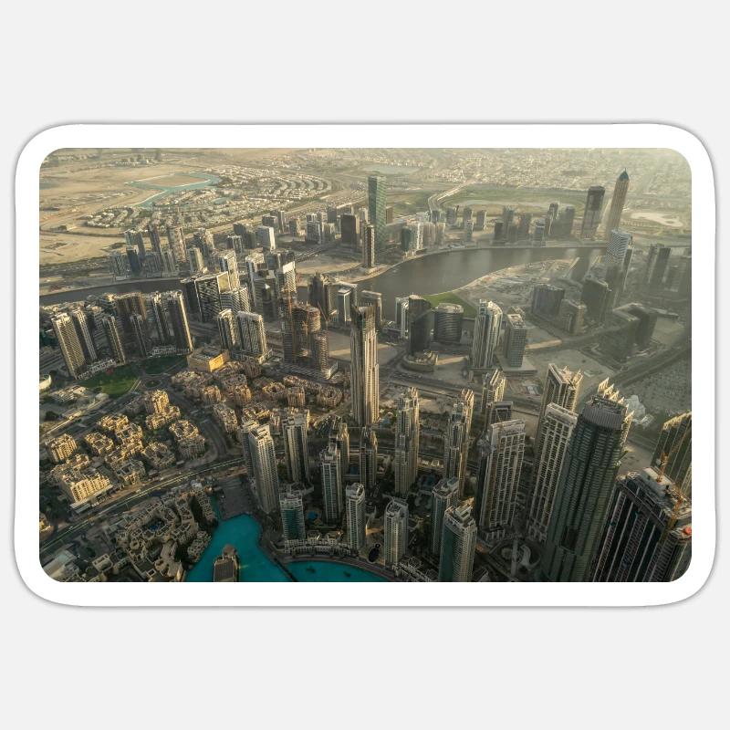 Horizon de Dubaï - Sticker taille S (10 x 10 cm) - blanc mat