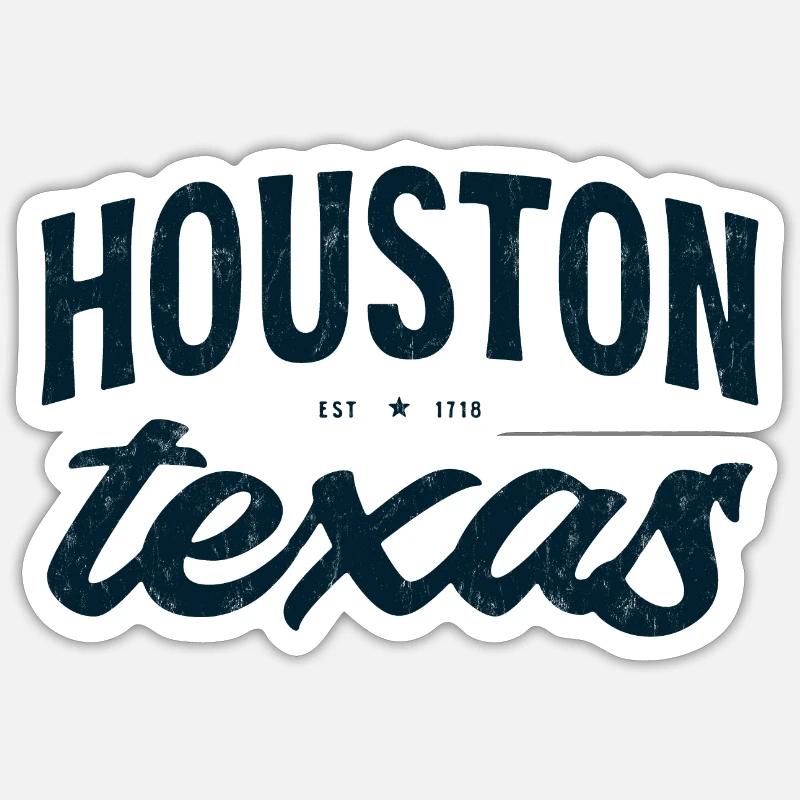 Houston Texas Script Emblem Tee - Sticker Größe S (10 x 10 cm) - Mattweiß