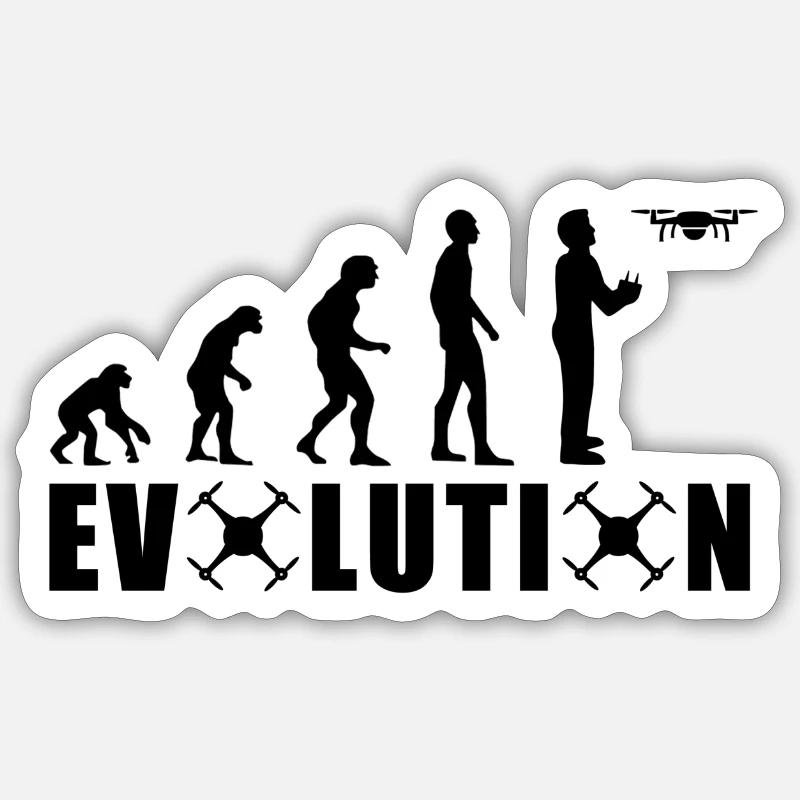 EVOLUTION DRONE Cadeau Pilote au sol Vol - Sticker taille S (10 x 10 cm) - blanc mat