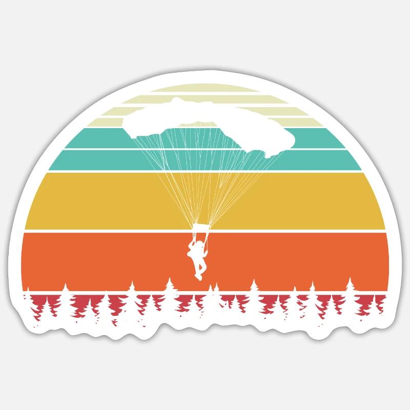 Parachutisme parachute rétro parachute - Sticker taille S (10 x 10 cm) - blanc mat