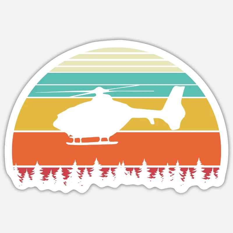 Hélicoptère Hélicoptère RétroPilote - Sticker taille S (10 x 10 cm) - blanc mat