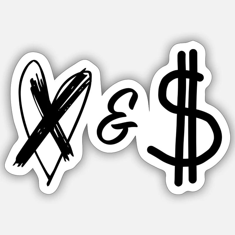 Liebe oder Geld Sticker Größe S (10 x 10 cm)