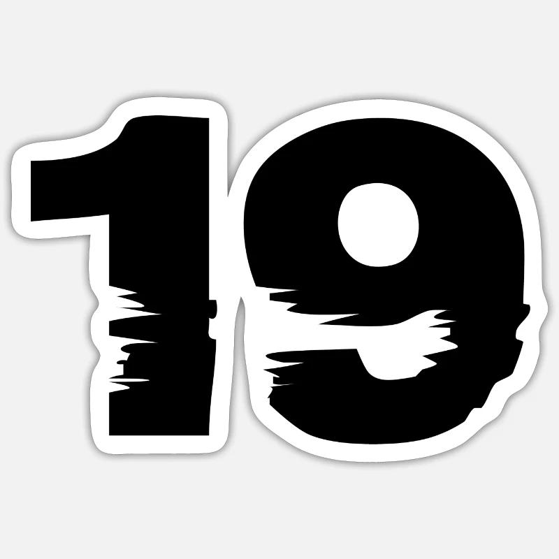 19 Numéro - Sticker taille S (10 x 10 cm) - blanc mat