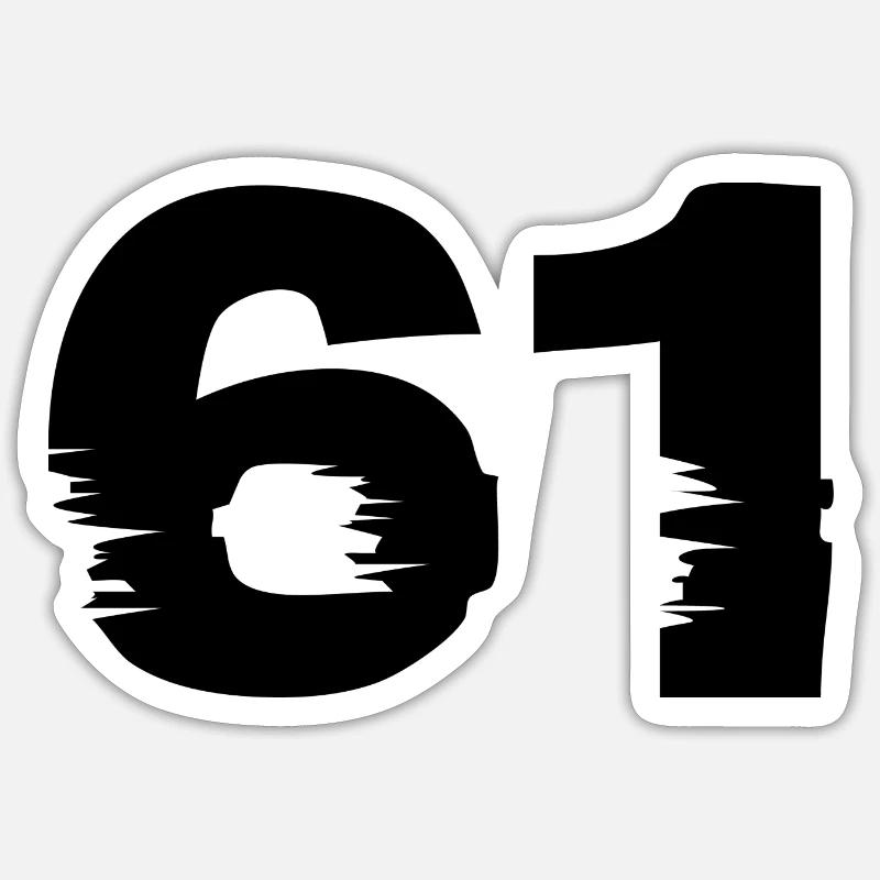 Numéro 61 - Sticker taille S (10 x 10 cm) - blanc mat