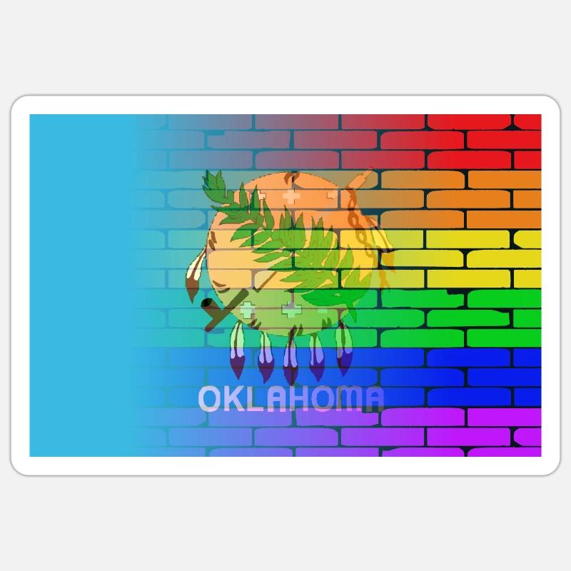 Rainbow Wall Oklahoma - Sticker size S (10 x 10 cm) - white matte