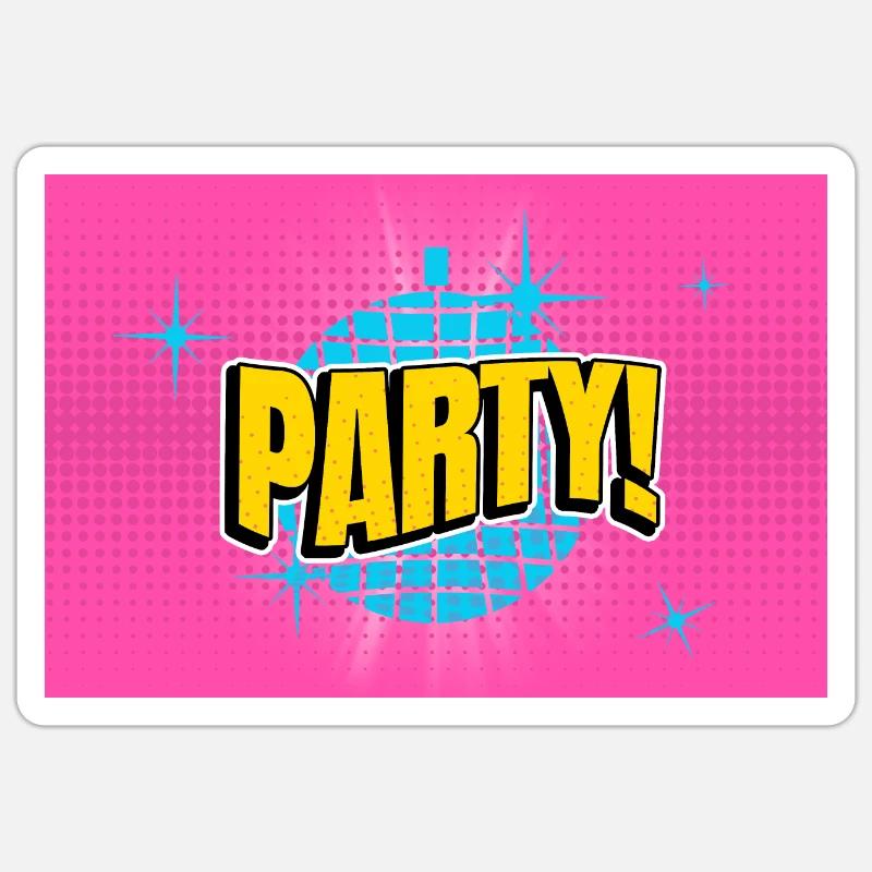 Party Disco Comic Stil Blase Graffiti Schriftzug - Sticker Größe S (10 x 10 cm) - Mattweiß