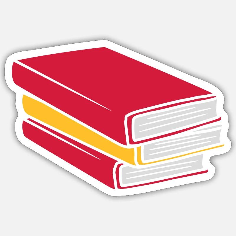 Design gestapelte Bücher Comic Sticker Größe S (10 x 10 cm)
