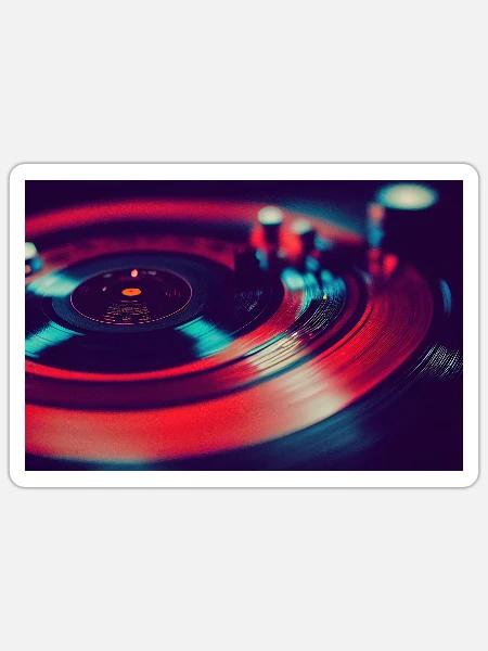 vinyl Rekord let's grooves - Sticker Größe S (10 x 10 cm) - Mattweiß